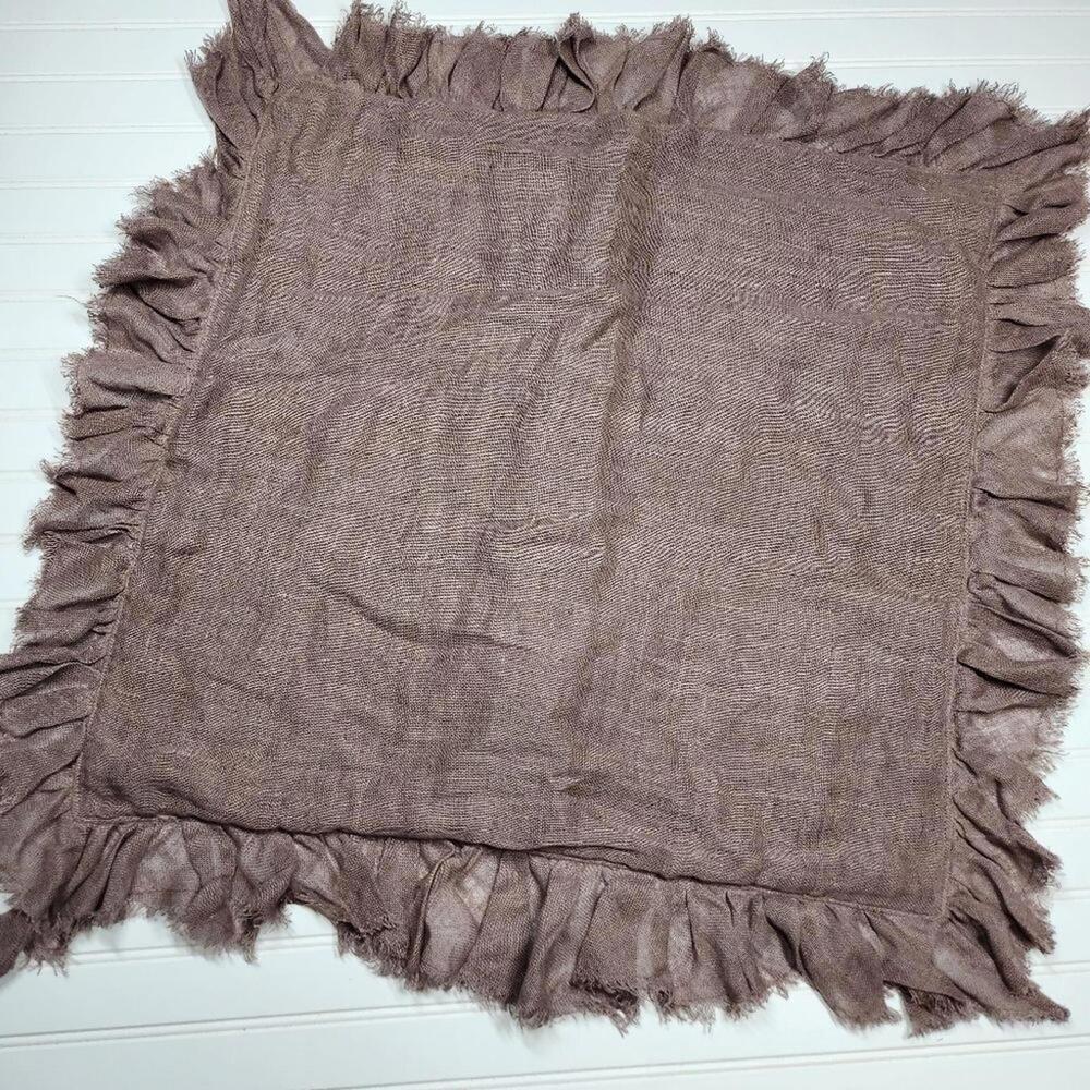 Wamsutta 100% Linen Fringe Pillow Cover Neutral Brown Mauve Farmhouse 20x20